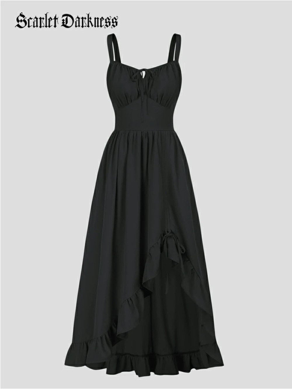 Scarlet Darkness Renaissance Irregular Hem Suspender Pocket Dress